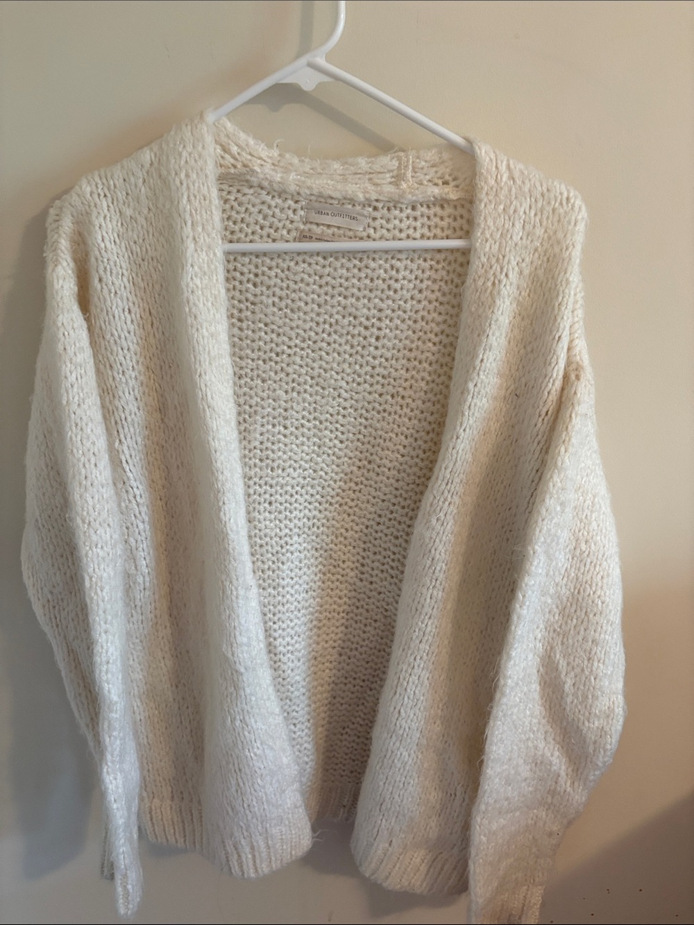 Urban Outfitters Cream Open-Front Knit Cardigan